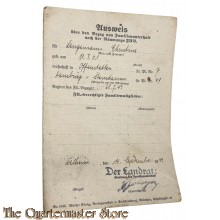 Ausweiss uber den Bezug von Familienuterhalt nach der Raumungs FUB 1943