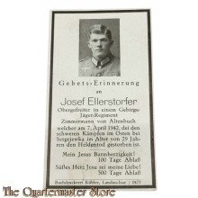 In Memoriam Karte/Death notice Gebirgsjager Regiment Rusland 