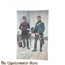 Prent briefkaart mobilisatie no 13 Cavalerie officieren
