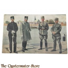 Prent briefkaart no 19 Kapitein van het Korps Pontonniers en Torpedisten en Luitenants der Artillerie 