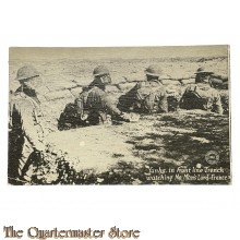 Postcard - 1918 Yanks in front line Trench watching 