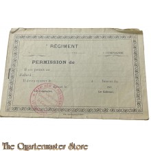 France - WW2 Permission de Regiment 