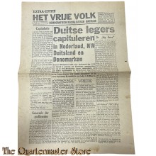 Krant Het vrije Volk 1e jrg no 12 Woensdag 5 Mei 1945 (Extra editie)