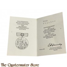 Urkunde DDR ausgezeichnet mit der medaille zum 30.Jahrestag der Grundung der Deutschen Democratischen Republik