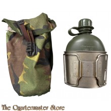 KL landmacht Avon veldfles 1QT met RVS beker en Molle tas, DPM camo