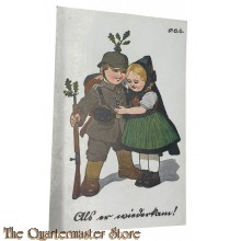 Feld (postkarte) 1916 gezeichneter Soldat mit Madchent