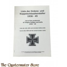 Book -  "Liste der Ordens- und Koppelschlosshersteller 1936-45"