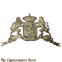 Groot helmembleem van het koninklijk wapen gebruikt bij de Rijksveldwacht 1893-1915