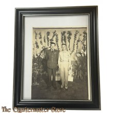 Framed photo US Army NCO and RAF pilot 1940s 
