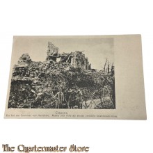 Feld (postkarte) 1917 Craonne. Ein Teil der Trümmer von Hurtebise. Rechts und links der Straße zerstörte Drahthindernisse