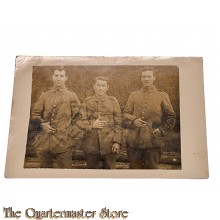 Postkarte/ Photo 1914-18 3 German soldiers smoking