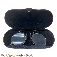 Beautiful pair of German officers cased vintage Pince nez eyeglass frames