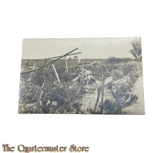 Postcard 1917 crashed airplane in a field 