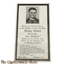 In Memoriam Karte/Death notice Schutze Inf Regt  Sfotkino Rusland 