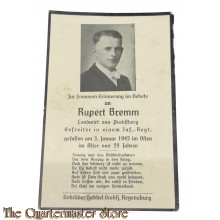 In Memoriam Karte/Death notice Inf Regiment Rusland 