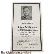 In Memoriam Karte/Death notice OGefr Fus Btl  Rusland 1944