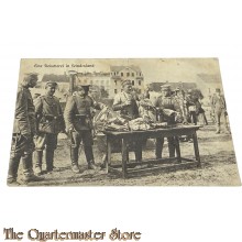 (Feld) Postkarte 1915 Deutsche Soldaten Eine Fleischerei im Feindesland