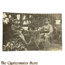 (Feld)postkarte 1915 2 Deutsche Soldaten am Tisch
