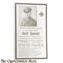 In Memoriam Karte/Death notice O. Gefreiter Pionier Battl  (Russland)