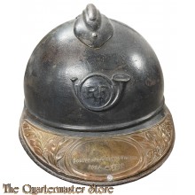 France - WWI Veteran Model 1915 Adrian Helmet with Chasseur RF Badge