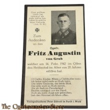 In Memoriam Karte/Death notice Ogefr Inf Regt  Rusland 