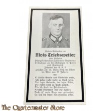 In Memoriam Karte/Death notice Ober gefr Infanterie  Regiment (Russland)