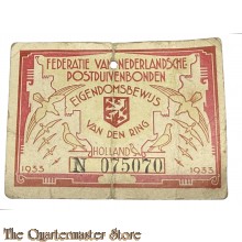 Eigendoms bewijs van de ring 1933 Fed. Ned. Postduivenbonden 