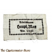 WK2 RAD Kleidung Etiket (WW2 RAD German clothing label)