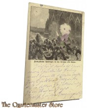 (Feld) Postkarte 1915 Franzosische Haubitzen in den Straßen von Reims