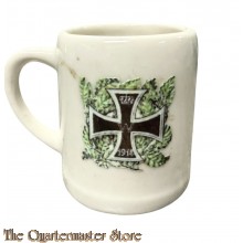 WK1 Keramik Miniatur Bierkrug mit EK und Landeswappen (WW1 Miniature Beer jug with IC and black white red logo)