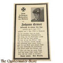 In Memoriam Karte/Death notice Gefr Inf Regt  Rusland 