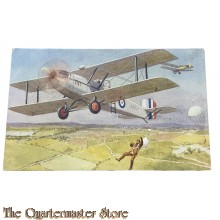 Postcard - 1918 a pilot-'s parachute decent 