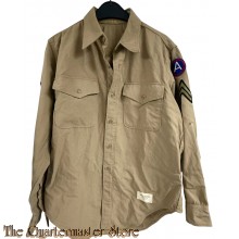 US Army Shirt Man’s Wool Tropical worsted khaki 1970s (badged)
