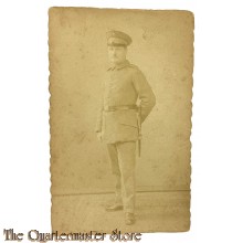 (Feld)postkarte 1914 Deutscher Soldat mit Schirmmutze und Seitengewehr