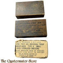 Dressing, first aid Individual troop, Camouflaged Type II Small (in carton box) dyed sterilized dressing