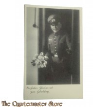 Photo Studioportret WH 1942 Soldat Herzlichen Gluckwunsch zum Geburtstag
