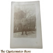 Postkarte/Photo 1914 German soldier with Visorcap and EK2 ribbon