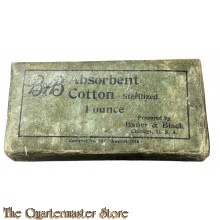 US Army 1917 Absorbent Cotton 1 ounce package WWI Bauer & Black