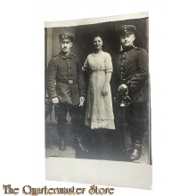 Postkarte/ Studio Photo 1914, Deutscher Soldat mit Offizier und Frau 
