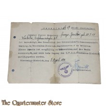Ausweiss no 17 1941 berechttigt betreten grundstuck Hagenauerstrasse 9 Wiesbaden
