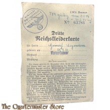 3e Reichskleider karte 1943 LWA Bremen fur Herrn