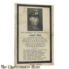 In Memoriam Karte/Death notice O. Gefr Gren Regiment Sdsubotzky-Kirowograd