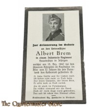 In Memoriam Karte/Death notice Inf Regt 