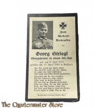 In Memoriam Karte/Death notice Obgefr. Inf. Regt  (Russland) 