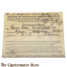 Quittungskarte fur Hilfskasse der NSDAP (Members card for aiding the NSDAP)