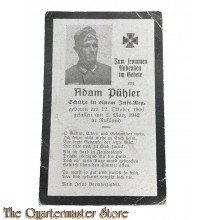 In Memoriam Karte/Death notice  Schutze inf Reg (Russland)