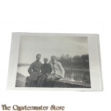 Postkarte/ Photo 1914-18 Deutscher Soldat mit Bruder und Freundin 