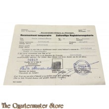 Ausweiss 20949 Zeitweilige Registrierungskarte (French Zone) 1945