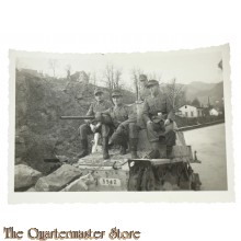Photo WW2  4 Axis soldiers  on small armoured car 