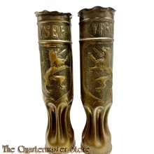 France - Set WW1 75 mm shell casings trench art Ypres and Yser